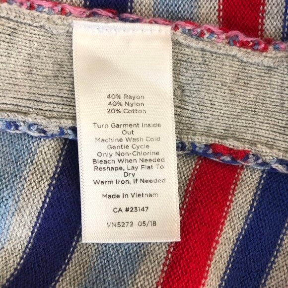 Talbots Gray Striped Sweater Petite Size PL Button Sides - Picture 8 of 8